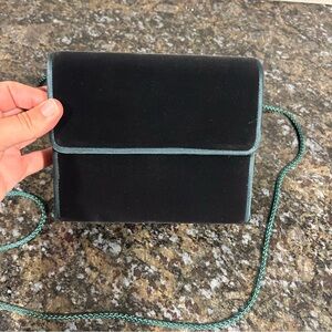 VTG Bechamel Green Velour Small Purse Handbag 80s Formal